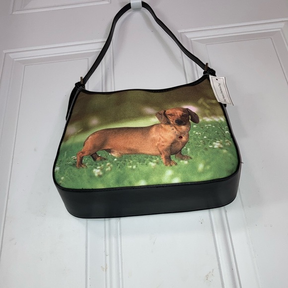 DACHSHUND Shoulder Bag Hand Bag Rhinestone Bling NEW 10 x 8 inches - Picture 5 of 14
